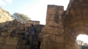 Climbing stairs in palace